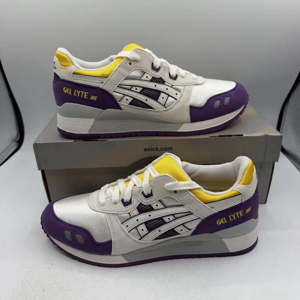 Asics Gel Lyte III Sneakers Men Size 8.5 Lakers White Purple Yellow H305N 0101